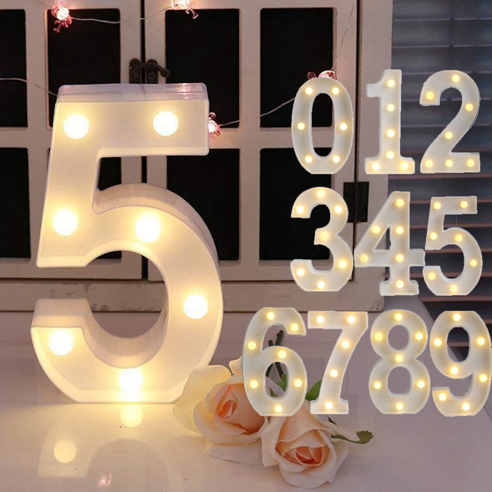 Ilumine a letra led alfabeto número plástico bateria operado sinal de festa casamento festival suporte decoração sem baterias incluídas