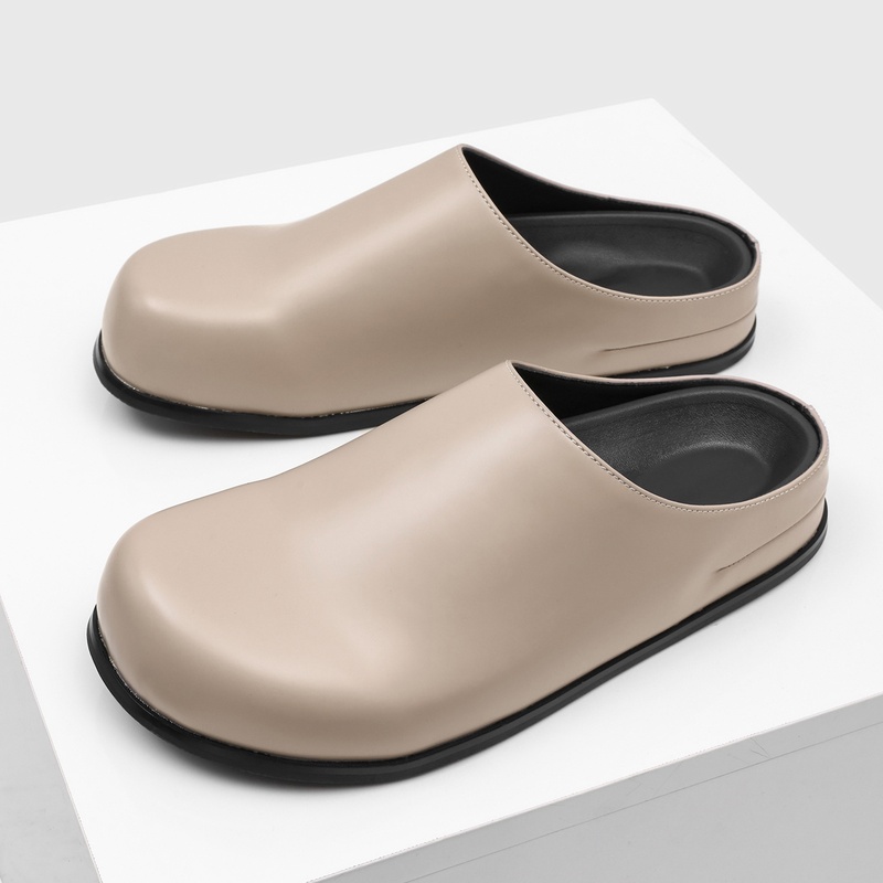 Mules Slip-on da Uomo Taglie Forti 46, Ciabatte Estive con Plateau, Scarpe Casual Senza Tallone in Pelle, Sandali Senza Cinturino