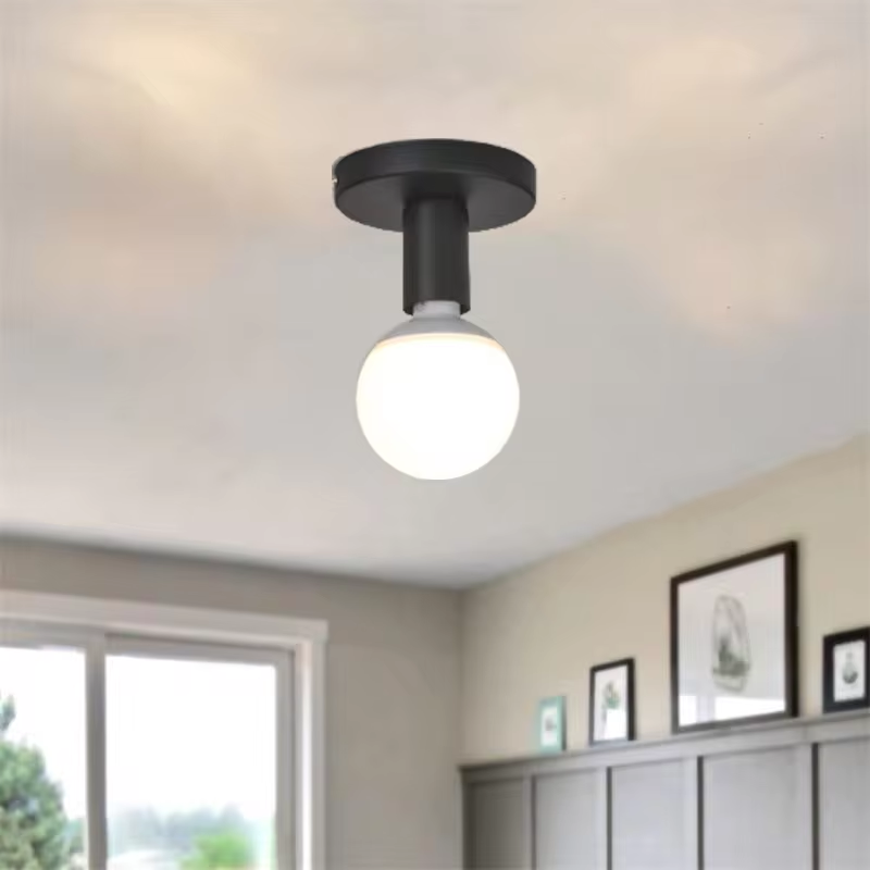 Base de lámpara E27 en blanco y negro, lámpara de hierro Retro nórdica moderna, decoración para sala de estar, dormitorio, baño, lámpara de techo, soporte de lámpara de pared