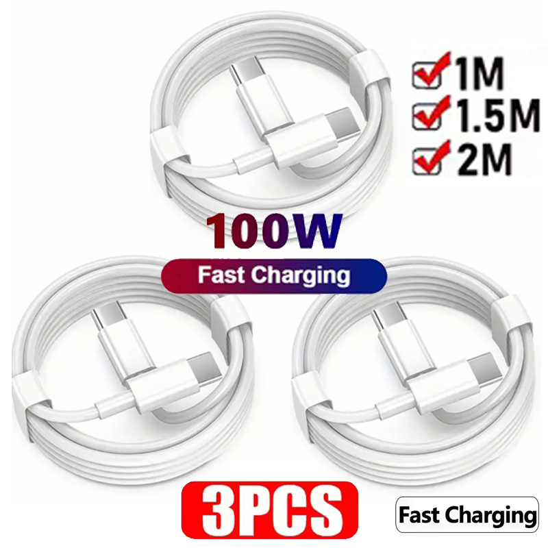 3本セット PD 100W USB C to USB Type C ケーブル 急速充電データケーブル iPhone 17 15 15Pro Huawei Samsung Xiaomi対応 データライン ホワイト 1m 2m