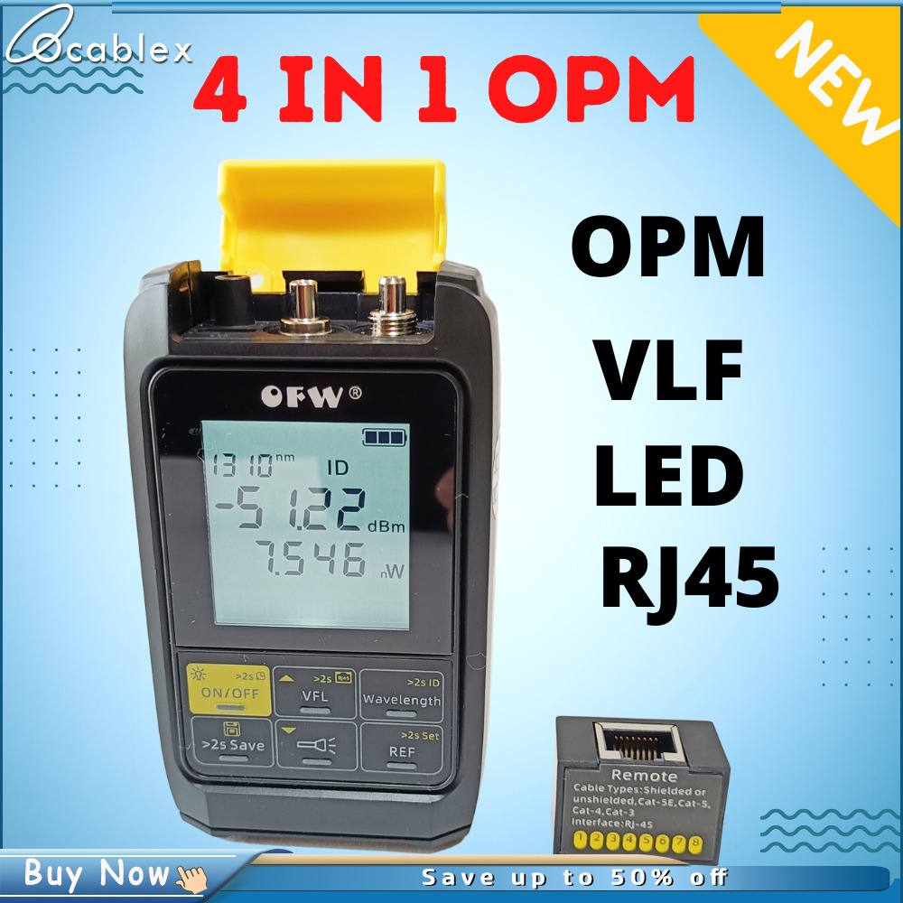 4in1 แบตเตอรี่ชาร์จ Optical Power Meter Visual Fault Locator เครื่องทดสอบสายเคเบิล 5 กม.20 กม.30 กม.VFL