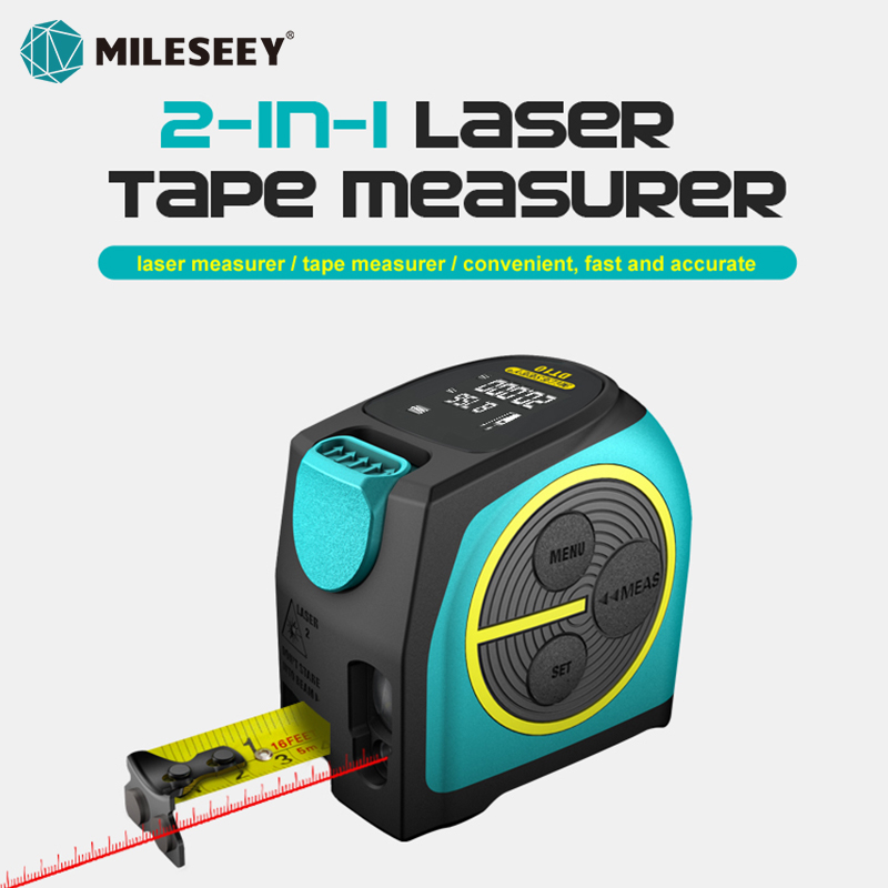 Mileseey Telémetro láser digital y cinta métrica láser 2 en 1 con pantalla LCD Cinta láser digital M
