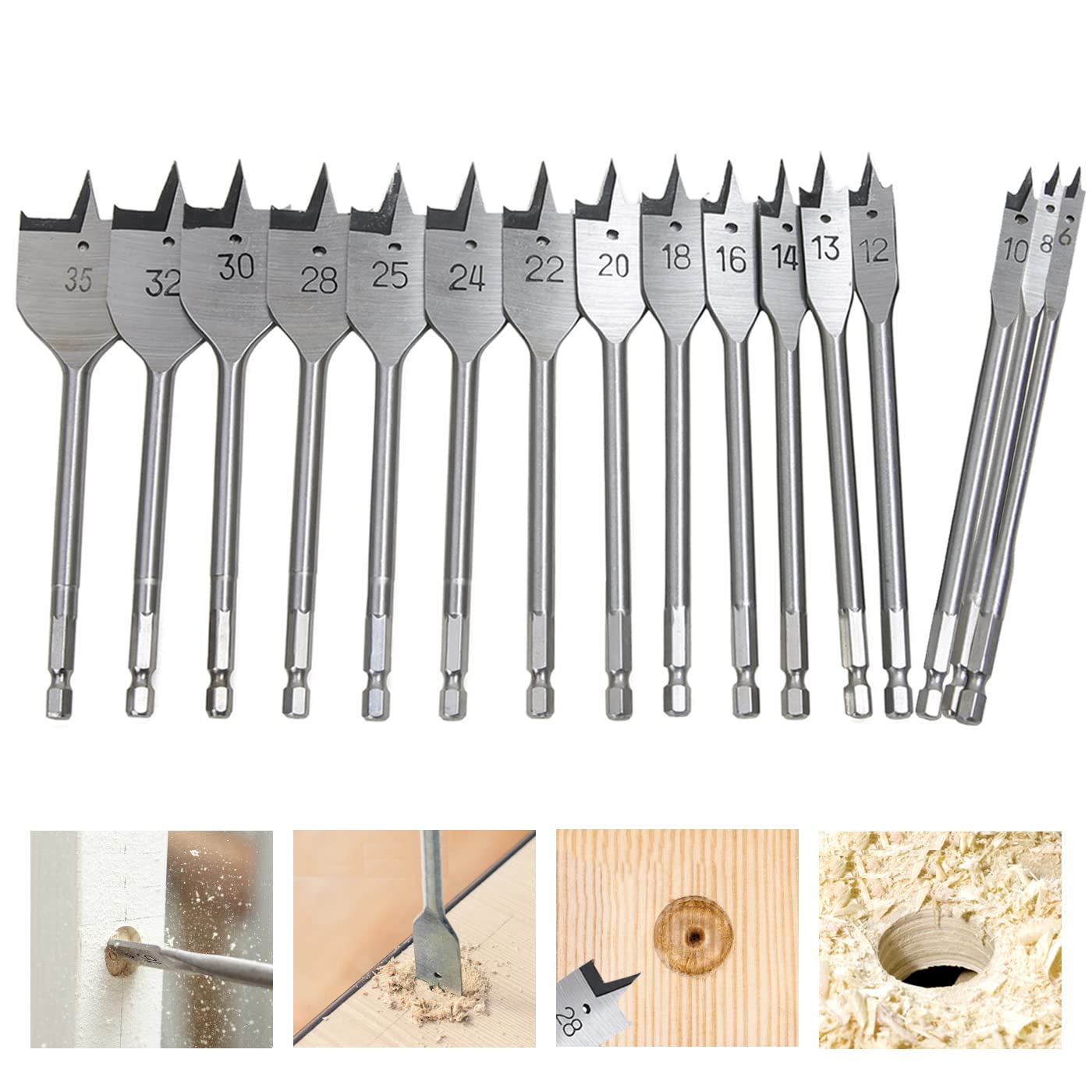 1 stks 10-55mm Duurzaam Houtbewerking Tool Sets Platte Boor Lange Koolstofstaal Hout Platte Boren Houtbewerking Spade Boren
