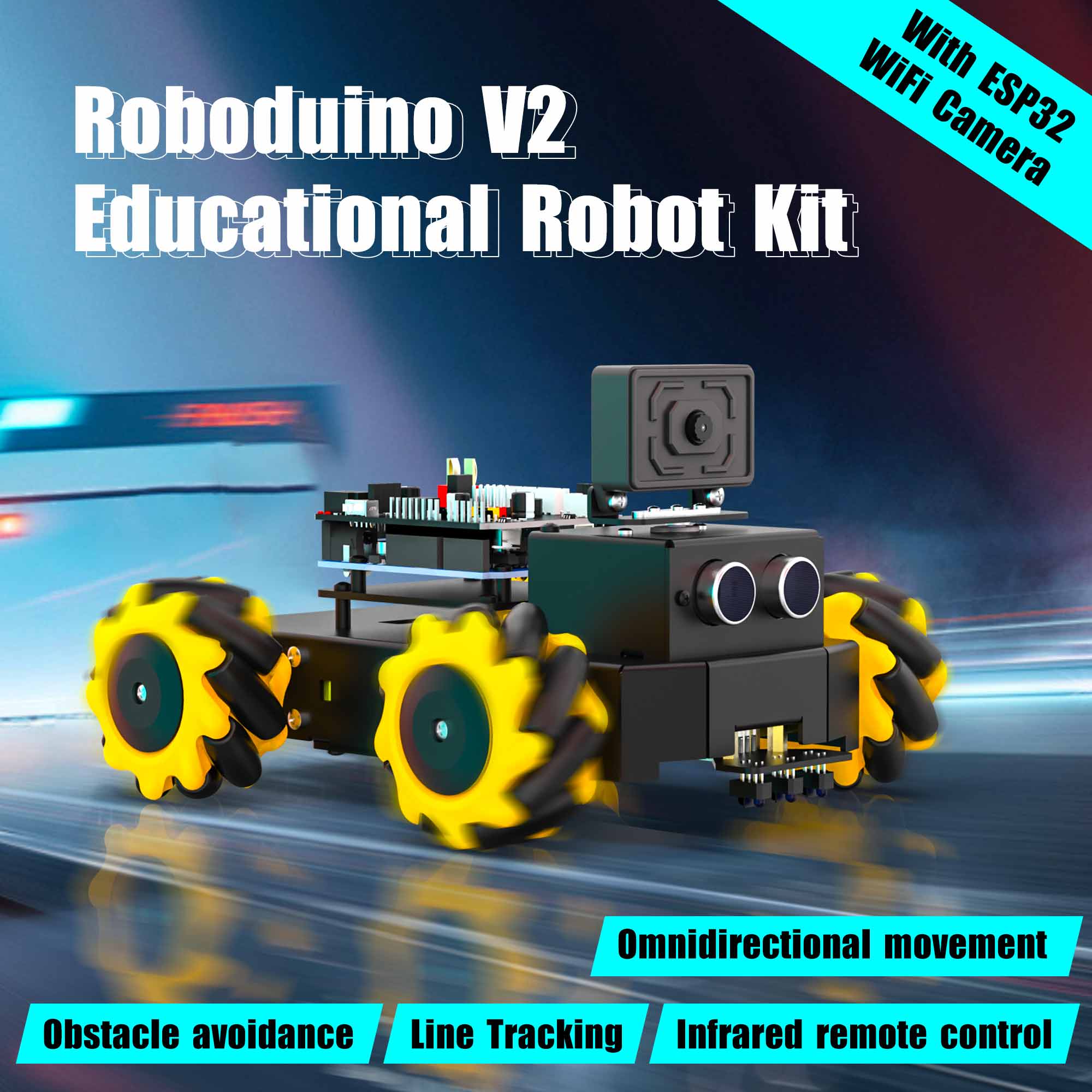 Yahboom UNO R3 สมาร์ทหุ่นยนต์รถชุด Roboduino V2 พร้อม ESP32 WiFi กล้องโลหะของเล่นเพื่อการศึกษาหุ่นยนต์ชุด DIY สําหรับ Arduino