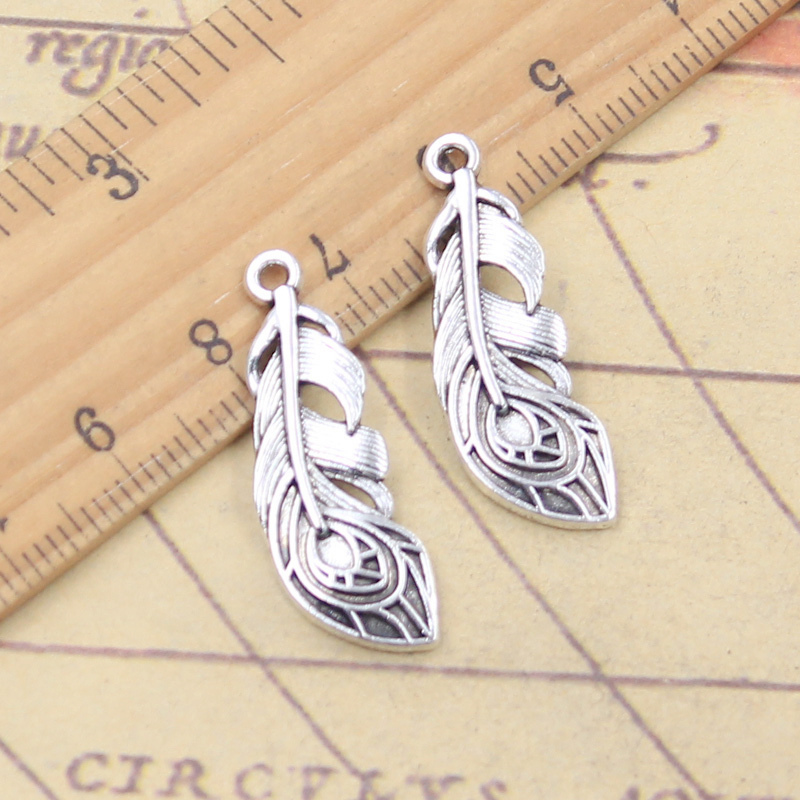 10pcs Charms Phoenix Feather 29x10mm Tibetan Silver Color Pendants Antique Jewelry Making DIY Handmade Craft