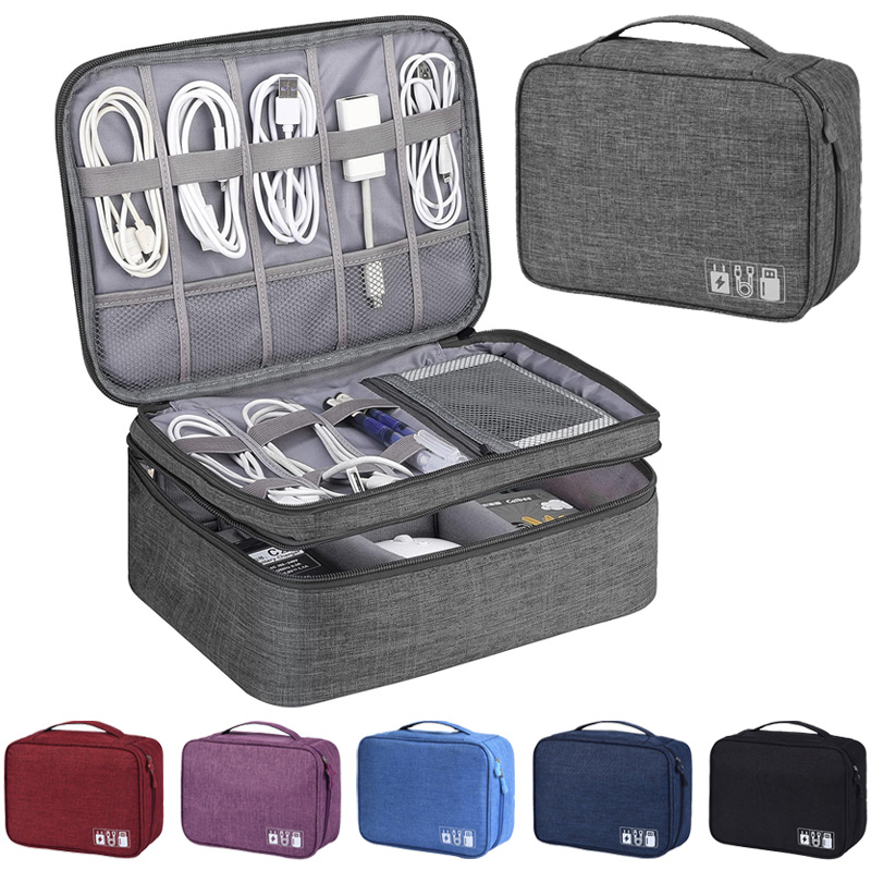 Bolsa de Almacenamiento de Cables de Viaje, Bolsa de Almacenamiento Electrónica Digital Impermeable y Portátil, Bolsa de Almacenamiento de Cables USB, Cargador, Enchufe