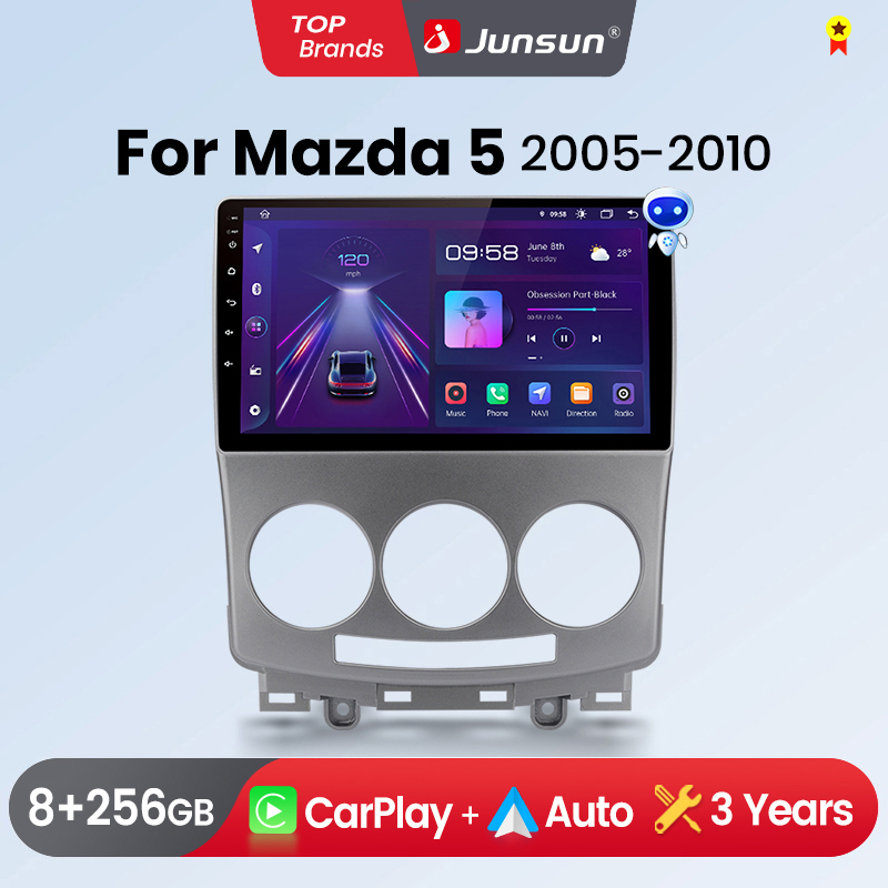 Junsun Wireless CarPlay Android Auto Rádio de Carro para Mazda 5 2005 2006-2010 GPS Sistemas Inteligentes Estéreo Multimídia Rádio de Carro