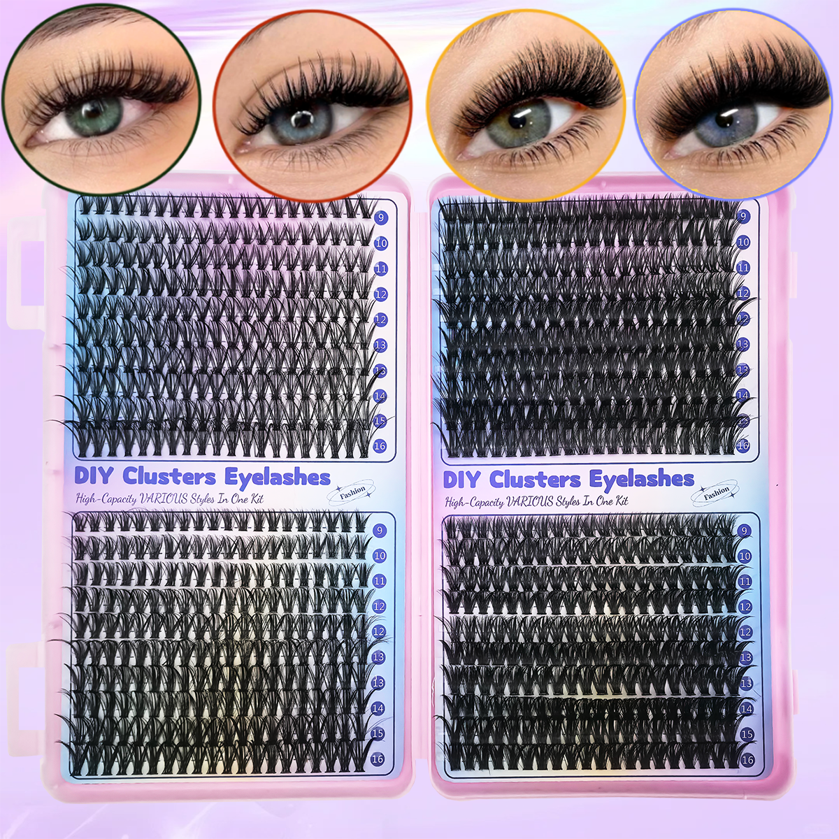 MJ 640pcs 30D/40D/50D/60D Pestañas Individuales en Libro, Extensiones de Pestañas Postizas en Racimo, Maquillaje DIY en Casa