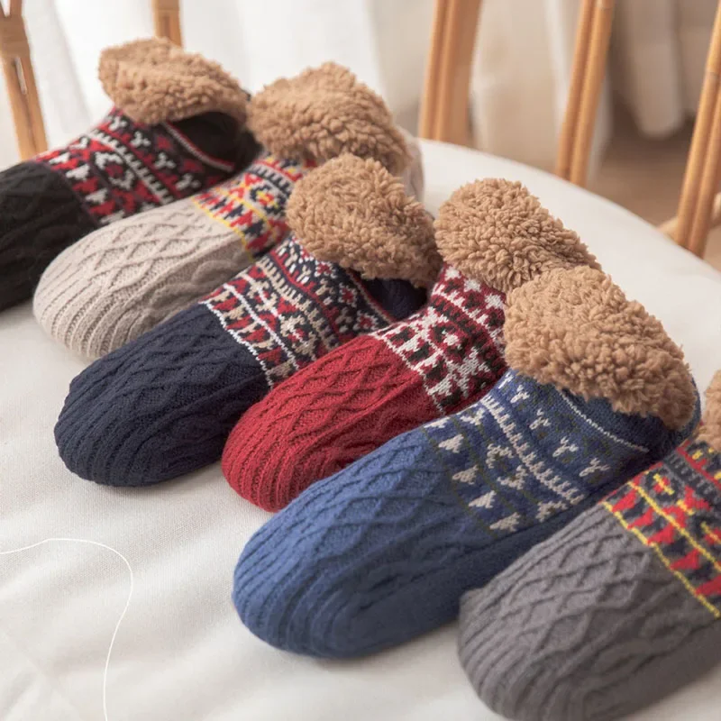 Calcetines de suelo de otoño e invierno para el hogar, calcetines cálidos para hombres y mujeres, calcetines para la nieve, calcetines para dormir, zapatillas, calcetines antideslizantes para Yoga para hombres 2024
