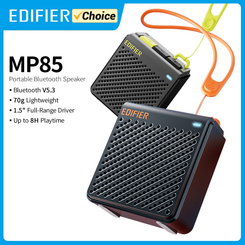 Edifier MP85 Portable Bluetooth Speakers Camping Walking Speaker Wireless Stereo 70g Lightweight 8H Playback Waterproof