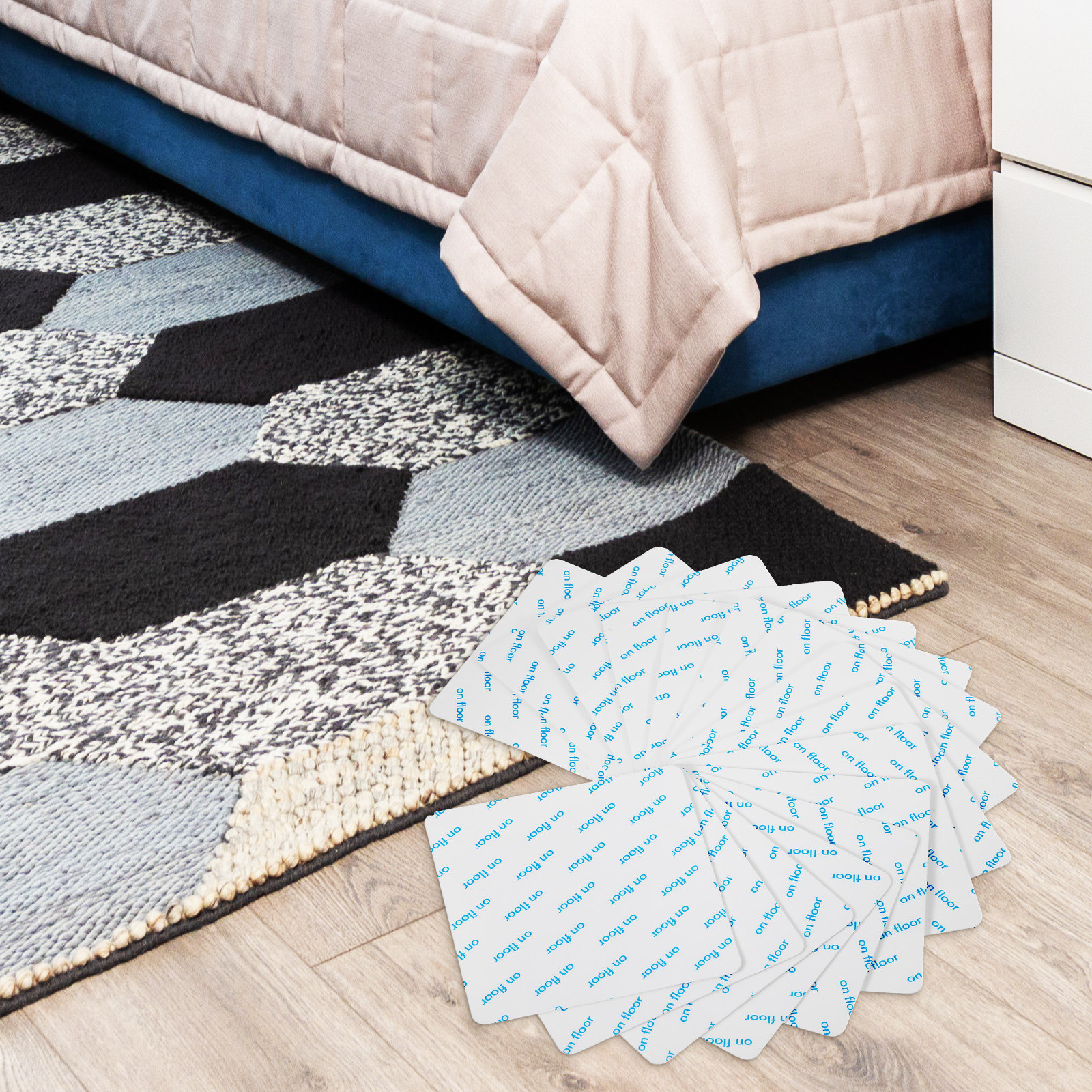 16Pcs Anti-Slip Carpet Grippers Rug Tape Stickers Washable Non-Slip Rug Pads for Hardwood Floors Area Rugs Carpet Corner Grips