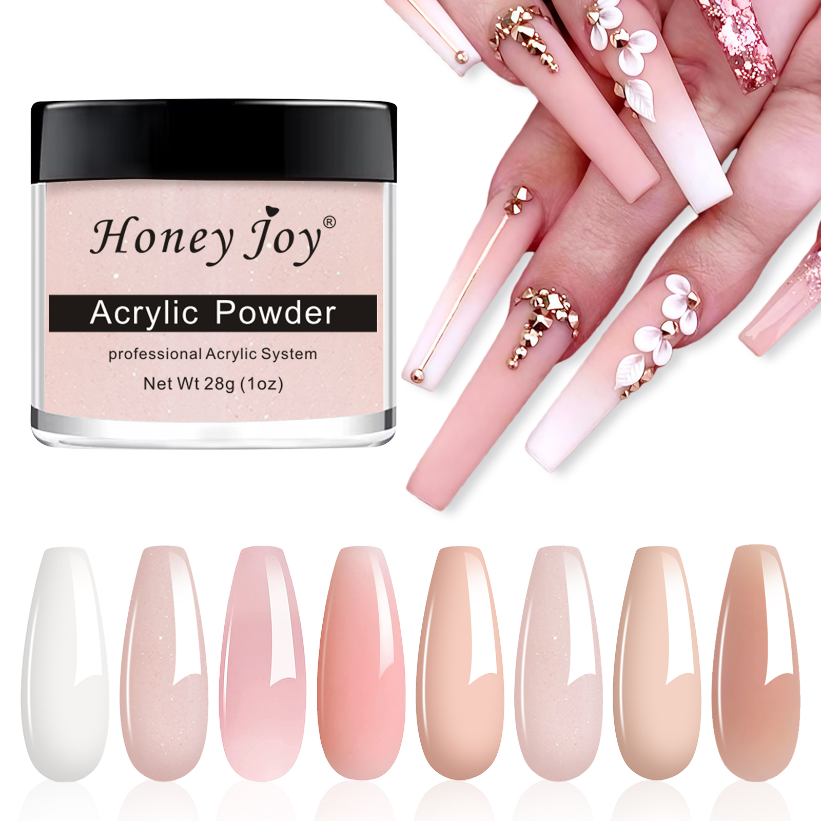 Poudre acrylique professionnelle pour extension d'ongles, manucure française, blanc, clair, rouge, nude, 28 g/boîte