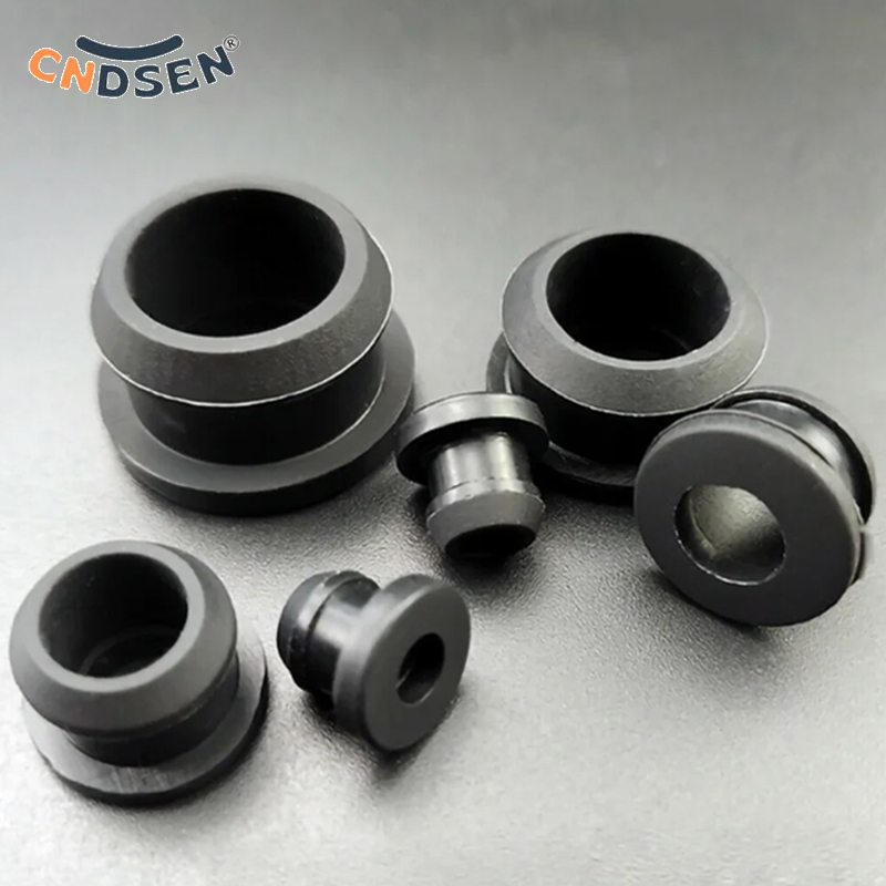 Borracha de silicone preta snap-on ilhó buraco plugues tampas de extremidade bung fio cabo proteger arbusto 4.5mm-30mm