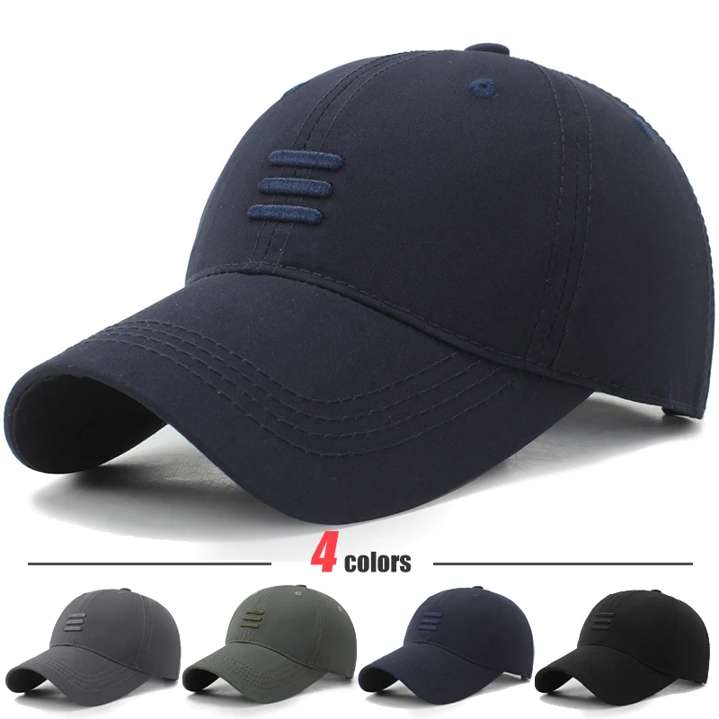 4 colores nueva moda gorra de béisbol suave deporte al aire libre Casual algodón Snapback sombreros para hombres y mujeres tres barras papá sombrero diseño