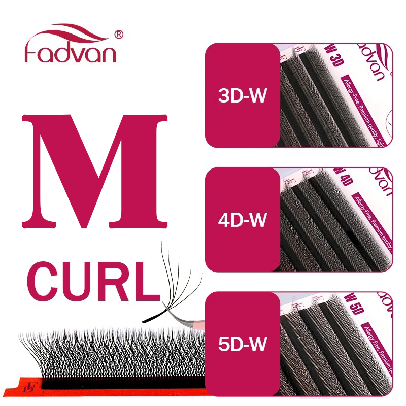FADVAN M/L/L +/C/D Curl 3D/4D/5D W forma extensiones de pestañas impermeable rizado volumen Natural pestañas postizas negras suaves