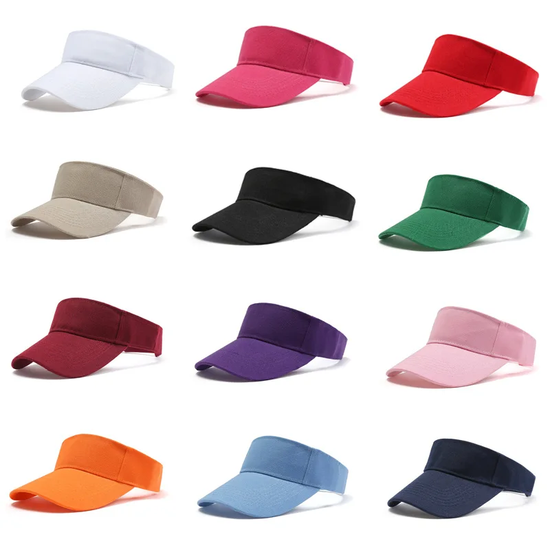 Sombrero para deportes al aire libre, sombrero para el sol de verano para hombres y mujeres, visera ajustable de algodón, protección UV, parte superior vacía, deporte sólido, tenis, Golf, correr