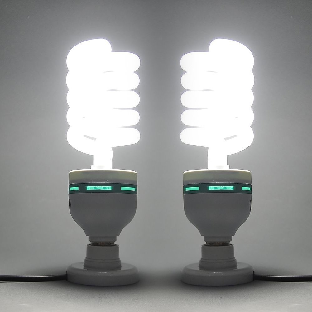 2 x 135 W spiraalvormige daglichtlamp, fotolamp, 5500 K, E27-fitting, spaarlamp, studiolamp voor softboxfotografie op foto