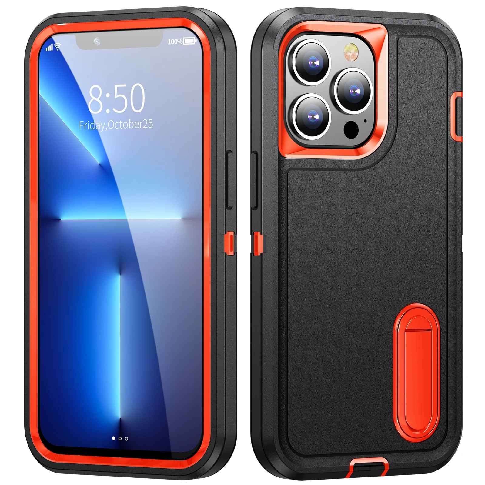 3IN1 For iPhone 16 15 13 12 11 14 Pro Max X XR XS SE 8 7 Plus Heavy Duty Shockproof Armor Kickstand Dustproof Phone Case