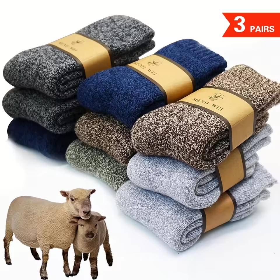 3 Pairs Winter männer Wolle Socken Super Dicke Warme Hohe Qualität Harajuku Retro Schnee Casual Frostschutz Kaschmir Socken Männer