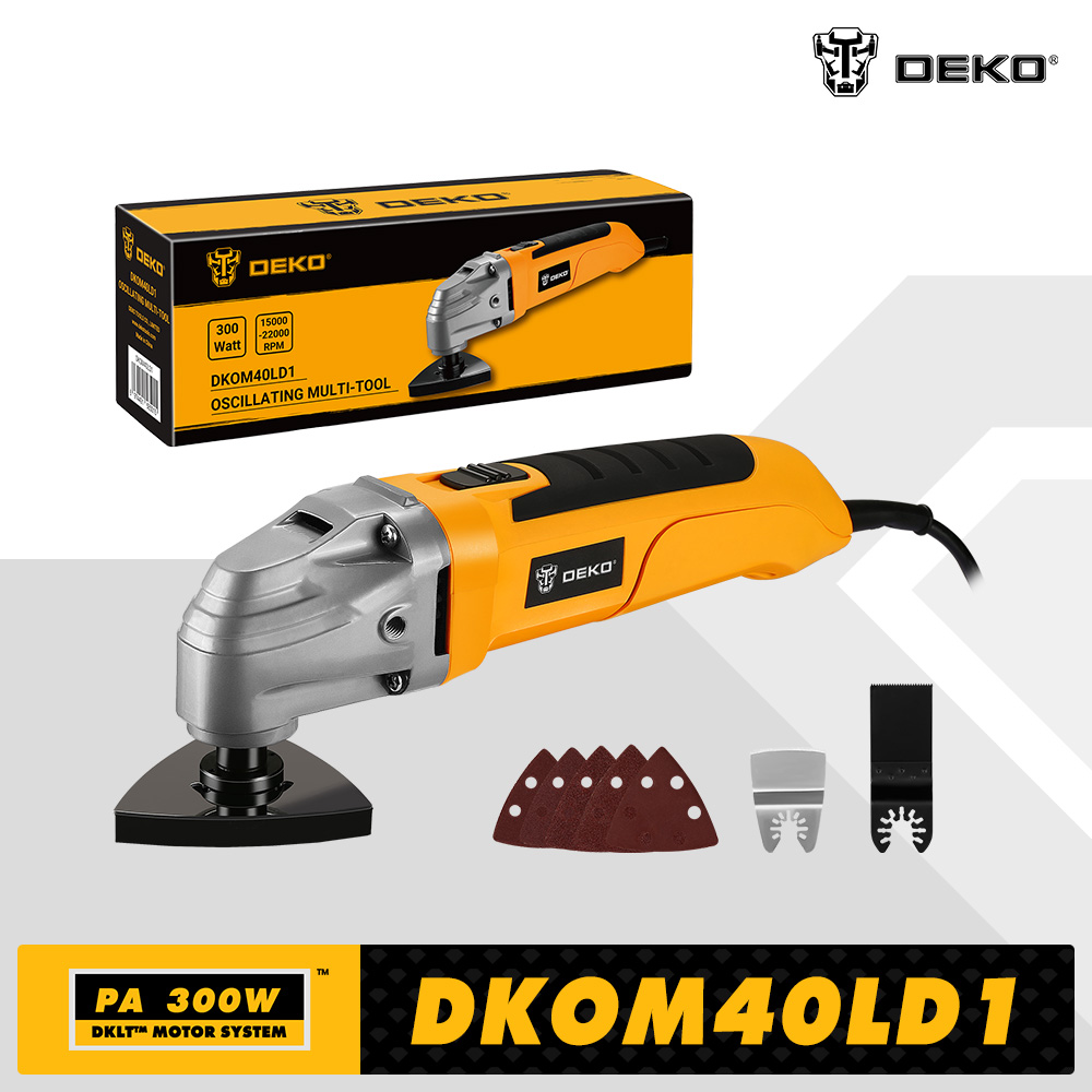 DEKO DKOM40LD1 Elektrisches Multifunktions-Oszillierwerkzeug, 220 V, elektrische Trimmersäge, variable Geschwindigkeit, für Heim-DIY-Holzbearbeitung