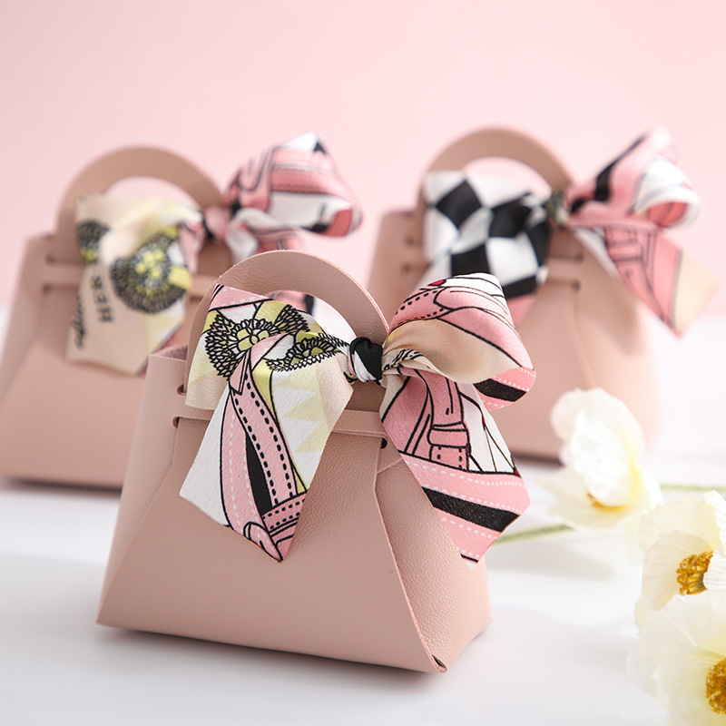1pc sacos de presente de couro arco fita embalagem saco favores do casamento distribuições sacos eid mubarak caixa de embalagem de doces mini bolsa