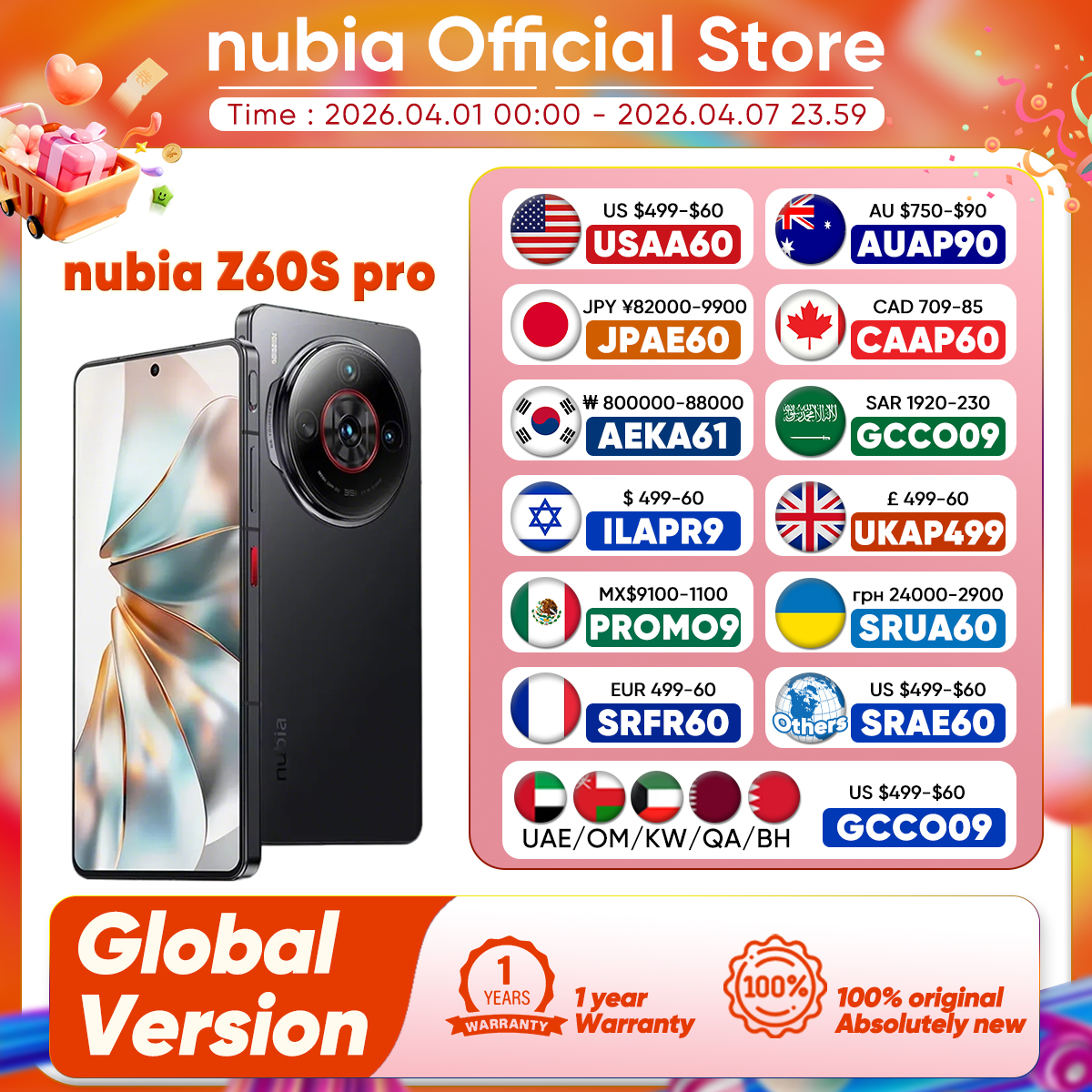 Nubia Z60S Pro versión Global 5G Android teléfono móvil Snapdragon 8 Gen 2 50MP Triple cámara 120Hz 6,78 "Pantalla AMOLED NFC 5100mAh