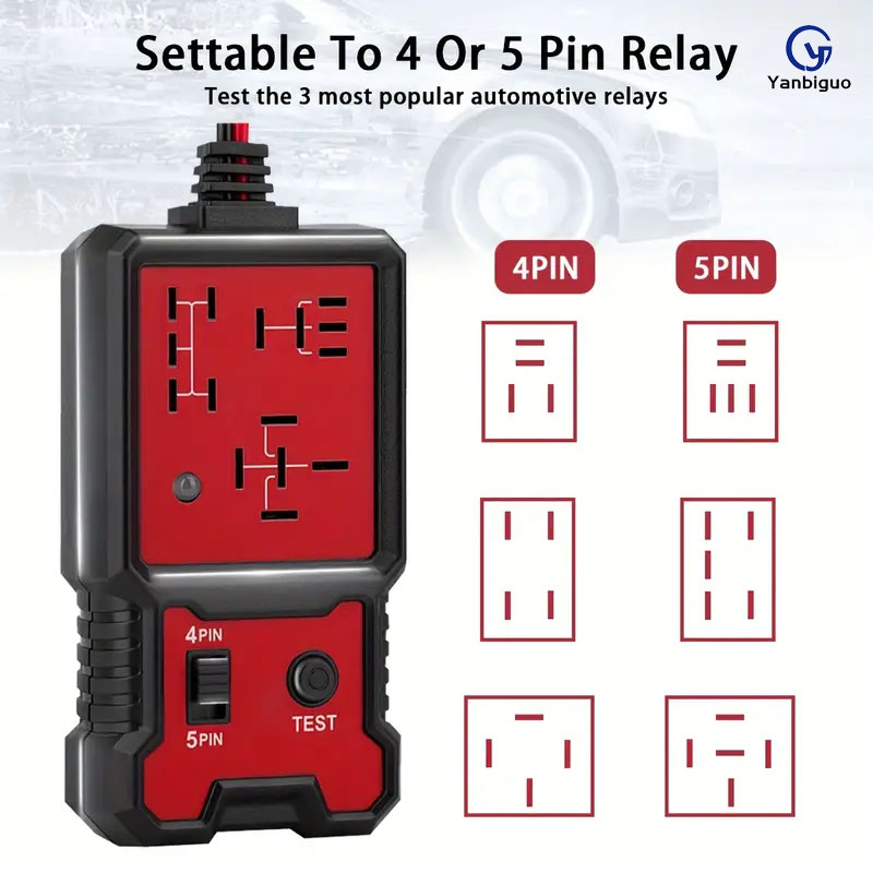 1 Buah Penguji Relai Otomatis untuk 12V dengan Klip Baterai-Penguji Relai Elektronik Otomotif Umum-Detektor Baterai Suku Cadang Mobil
