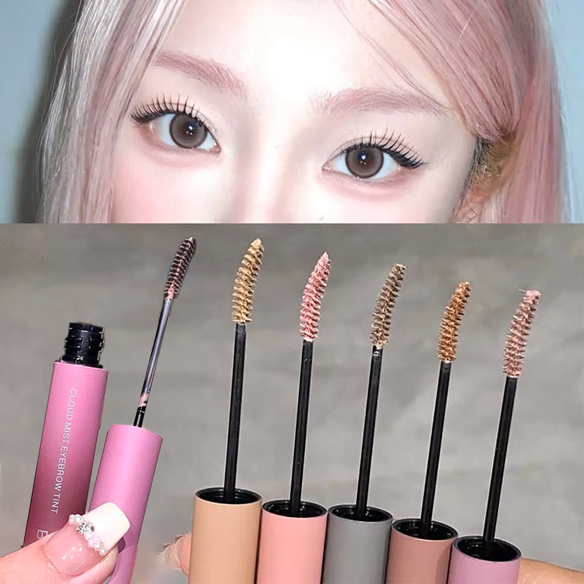 ครีมย้อมคิ้ว 3 มิติ ติดทนนาน สีชมพู-น้ำตาล มาสคาร่าคิ้วแบบทินท์ กันเหงื่อ ครีมเพิ่มความคมชัดให้คิ้วแบบธรรมชาติ เครื่องสำอางสำหรับมือใหม่