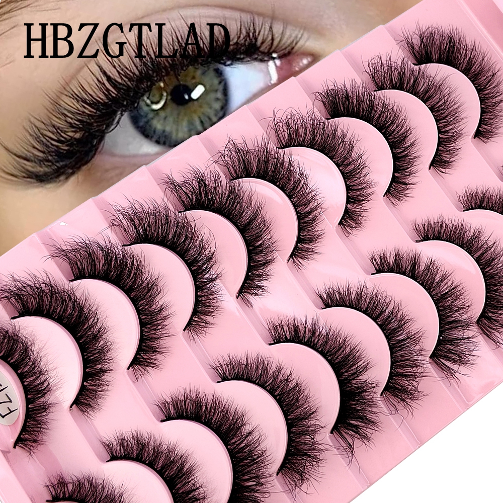 10 Paar künstliche Nerz-Wimpern, handgefertigt, falsche Wimpern, natürliches Nude-Make-up, Simulation, Kreuz, unordentliches Auge, 3D-Lockenwimpern