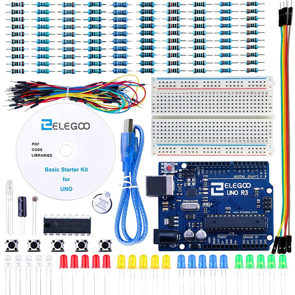 ELEGOO UNO Project Basic Starter Kit z instrukcją i UNO R3, kompatybilny z Arduino ®   IDE — Zestaw elektroniczny DIY