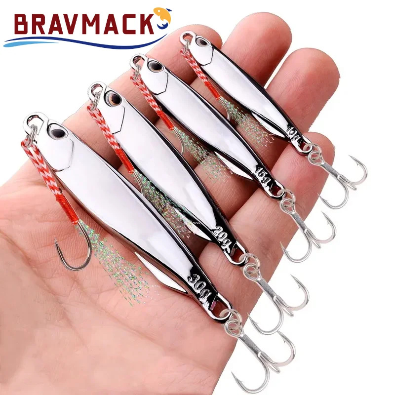 10pcs/pack 30g 40g Plating Silvery Metal Jig Lure Sea Fishing Bait Fishing Lure Saltwater Bass Tackle