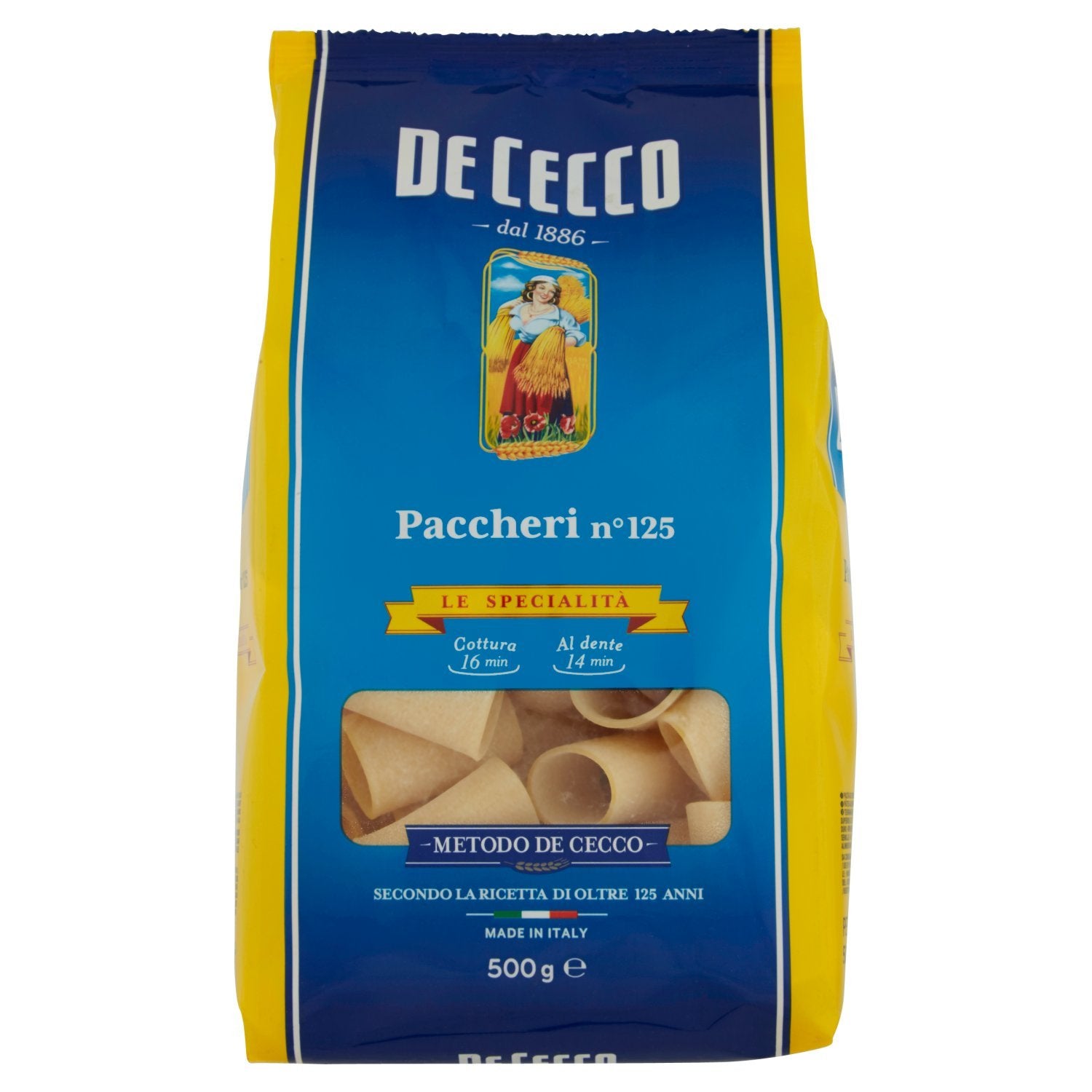De Cecco Spec. "B" 125 Paccheri - 6 pedaços de 500 g [3 kg]