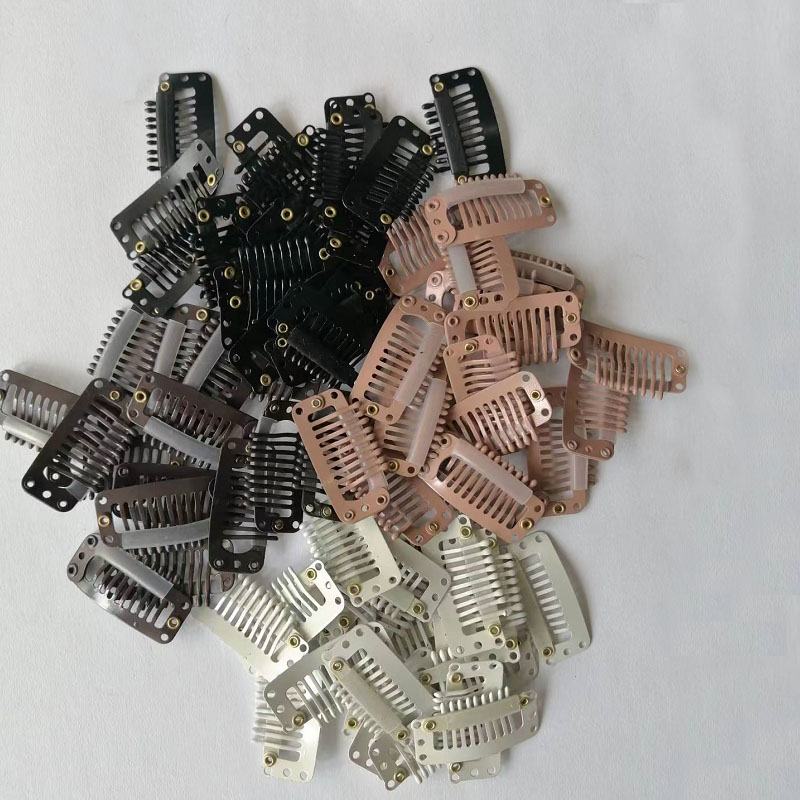 50pcs 2.3cm-3.2cm Black Brown Color Wig Clips Snap Clip For Hair Extension Wig Weft Wig PP Hairpins Large Clips Styling Tools
