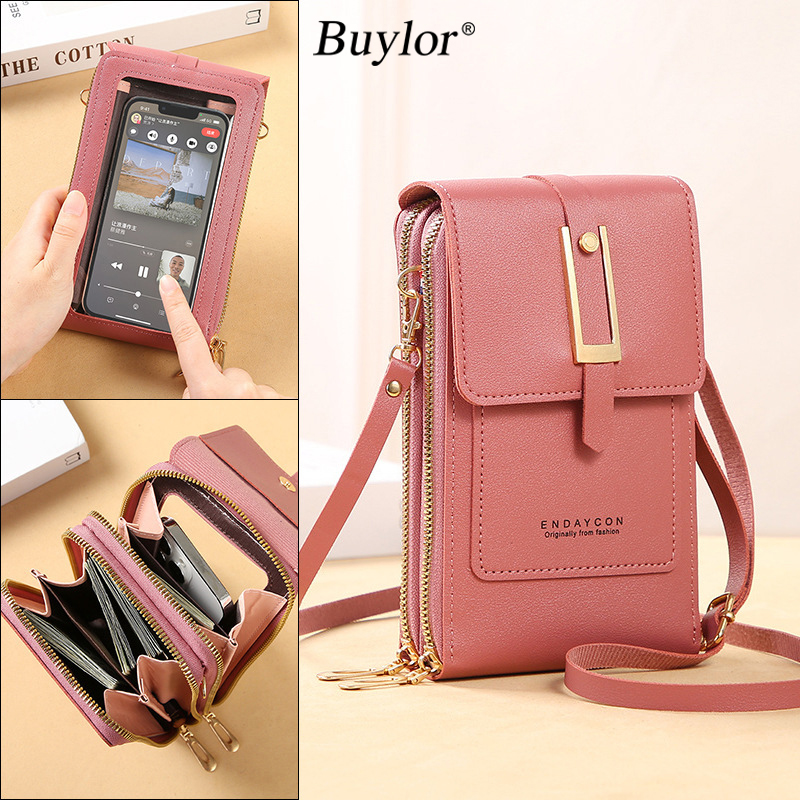 Bolso de hombro Buylor de cuero suave para mujer, bolsos para móvil con pantalla táctil, carteras pequeñas, bolsos de moda, bolso cruzado para mujer, monedero