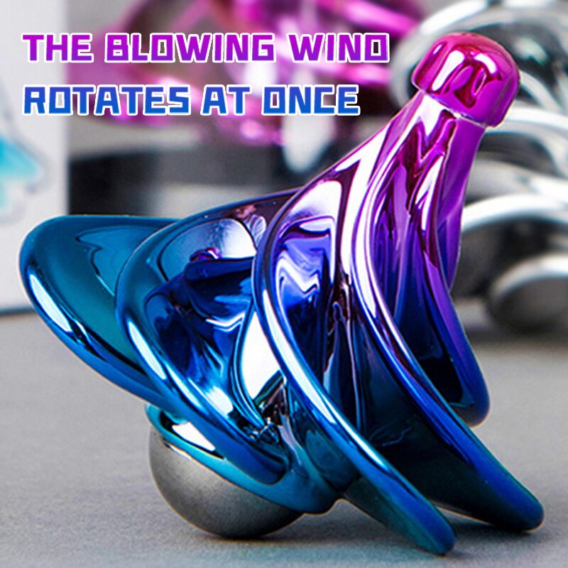 1 Stuks Speelgoed Pneumatische Gyro Draagbare Vingertop Decompressie Desktop Speelgoed Wind Roterende Multicolor Gyro Kinderen Cadeau