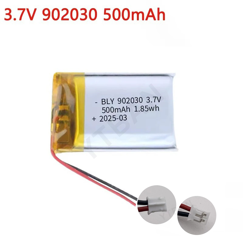 Batterie au Lithium polymère 3.7V 500mAh 902030, Rechargeable pour jouets électroniques grand public, lumières LED, haut-parleurs Bluetooth, prise ph2.0