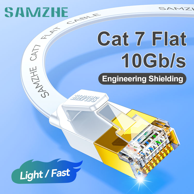 SAMZHE RJ45 Cat 7 Ethernet Patchkabel 10Gpbs High-Speed 600MHz STP RJ45 LAN-kabel Ethernet Patch Cord voor Router Laptop