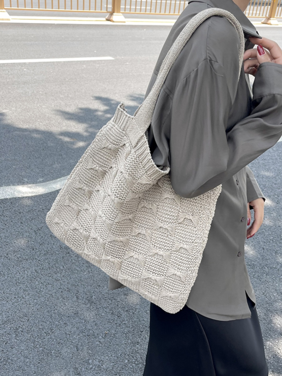Tas bahu wanita, tas ember bekerja kapasitas besar wanita 2023 kasual lembut
