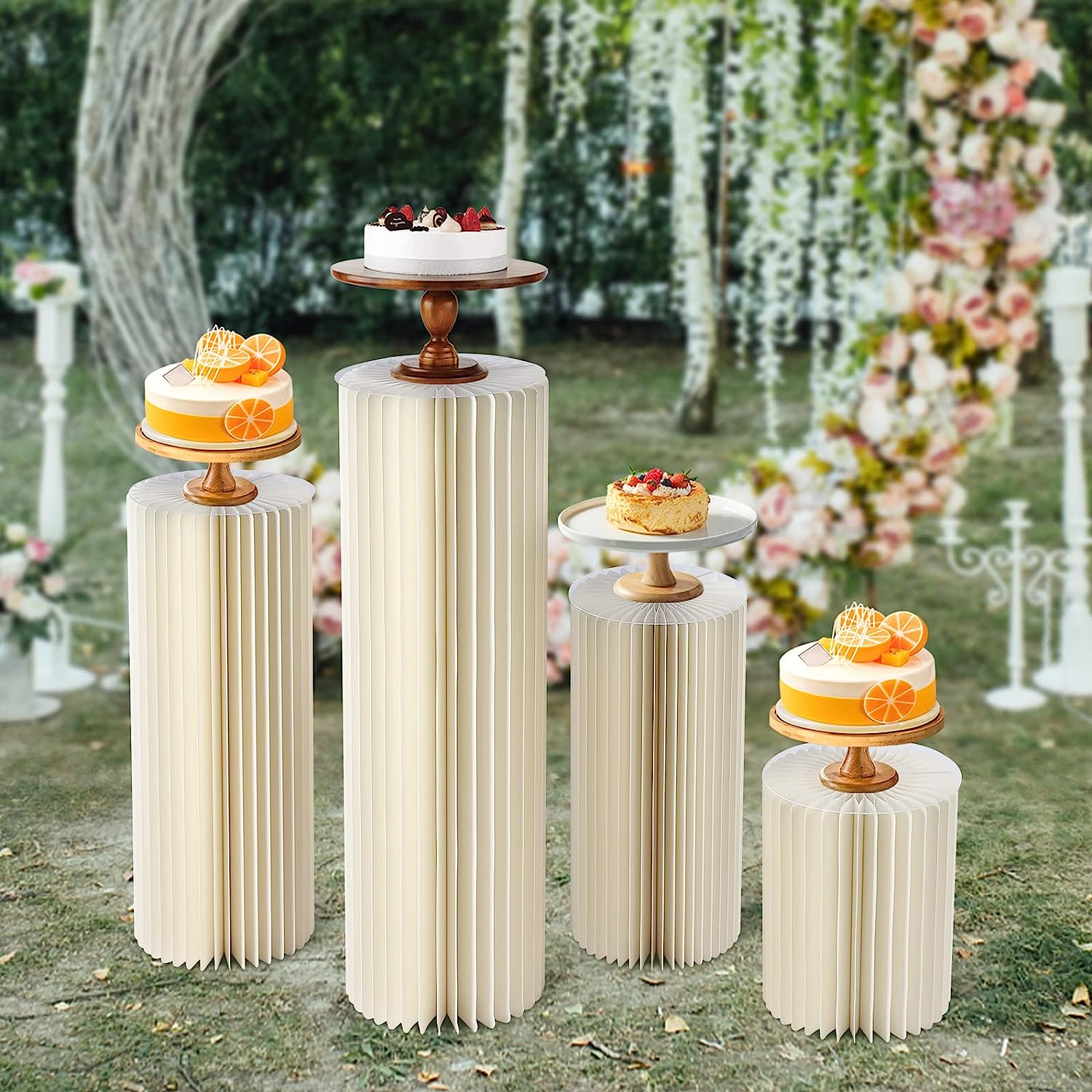 Składana kolumna papierowa Dekoracje ślubne Festiwal Deser Stół Sklep Okno Stojak Urodziny Rocznica Impreza Dekoracja Baby Shower
