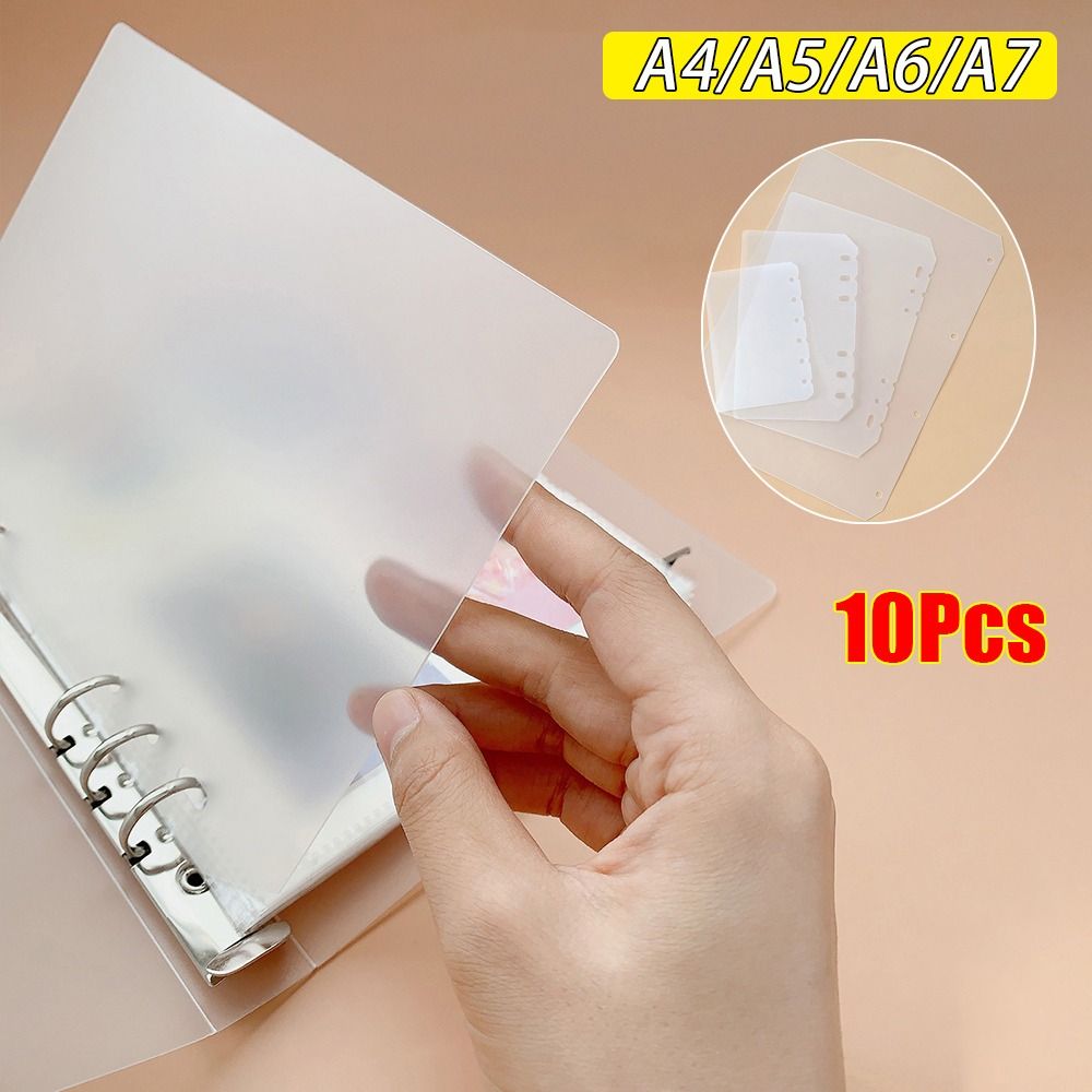 Separador de cuaderno A4 A5 A6 A7, accesorios de papelería, separador de papel interior mate, carpeta Universal PP, deflector organizador, 10 Uds.