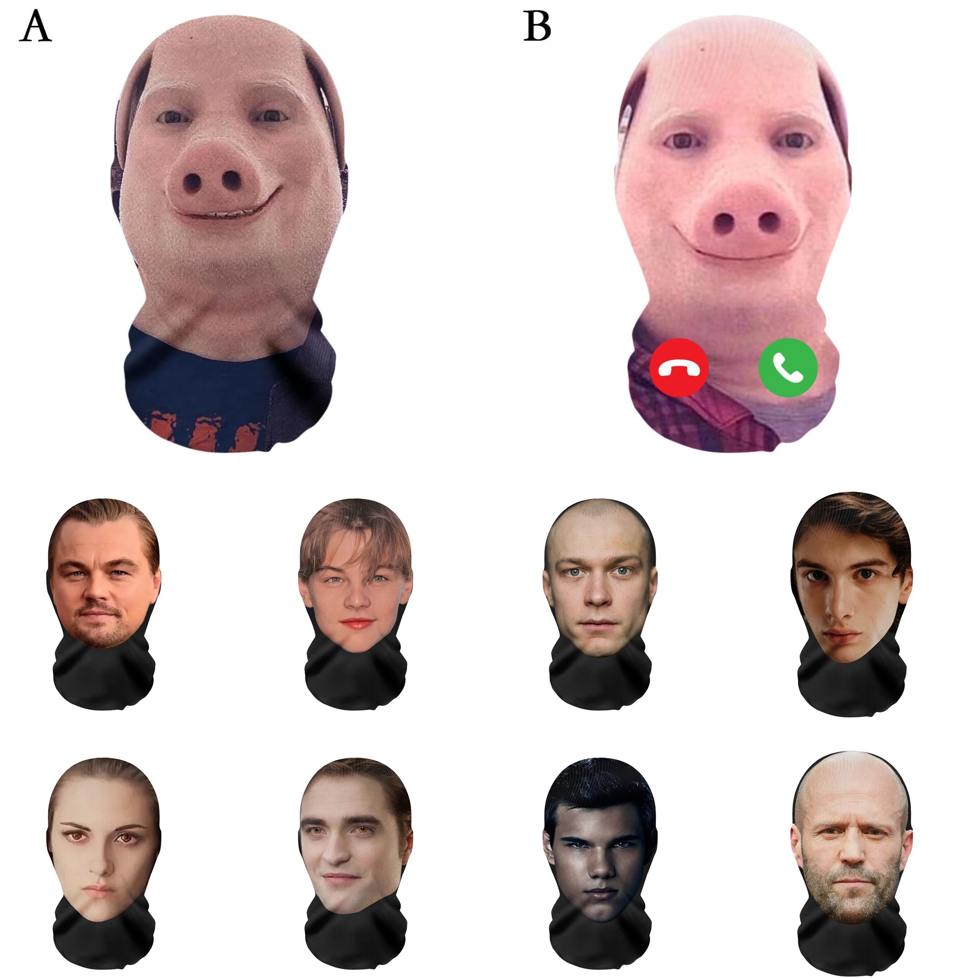 John Pork Smiling Interessante 3D-gedruckte nahtlose Maske, Kopfbedeckung, Party-Cosplay-Requisiten, UV-Schutzschild, Ronaldo-Muster, Geschenk