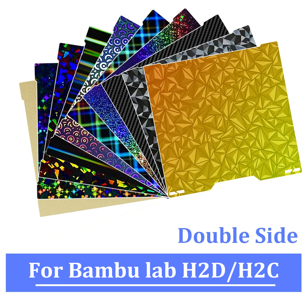 Placa de Construção Texturizada/Lisa PEI PEO PET para Bambu Lab H2D, Chapa de Aço Mola, Peça Bambulab H2C, Peças para Impressora 3D com Mesa Aquecida