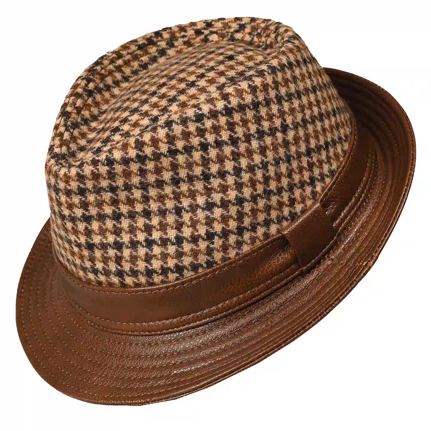 Zimowe kapelusze fedora z prawdziwej skóry i wełny dla mężczyzn/kobiet, brytyjskie kapelusze z szerokim rondem w stylu stetson, rozmiary 55-60 cm, wełniane fedory.