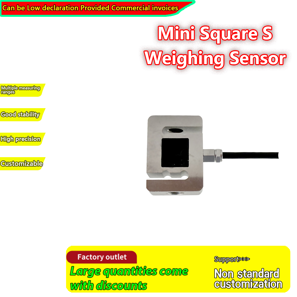 S-type krachtsensor 10/20/50/100kg micro-weegsensor met M8-schroefdraad, spanningsdruktransducer voor automatiseringsbesturing