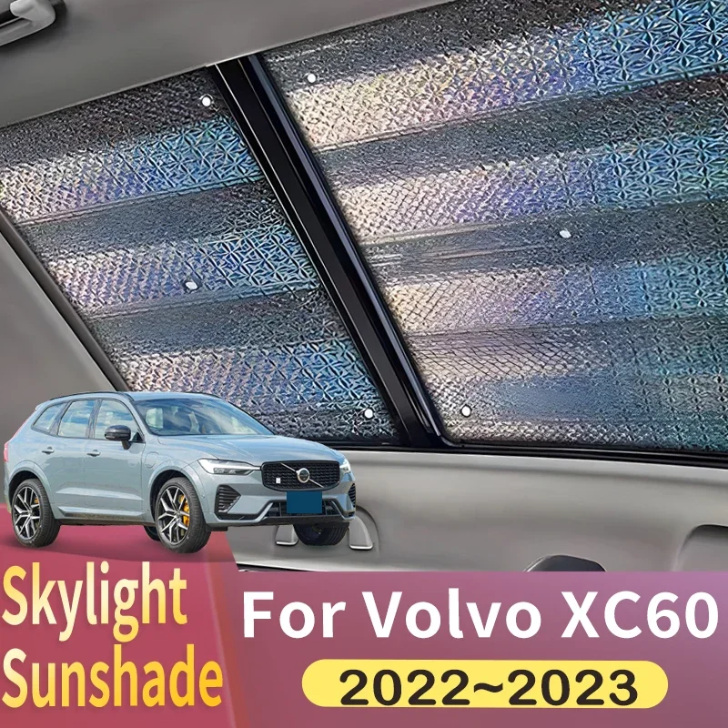 Kerai Atap Matahari Cocok untuk Volvo XC60 2022 2023 Pendingin Fisik Atap Panorama Mobil 2X Kerai Jendela Pelindung Panas Anti-UV