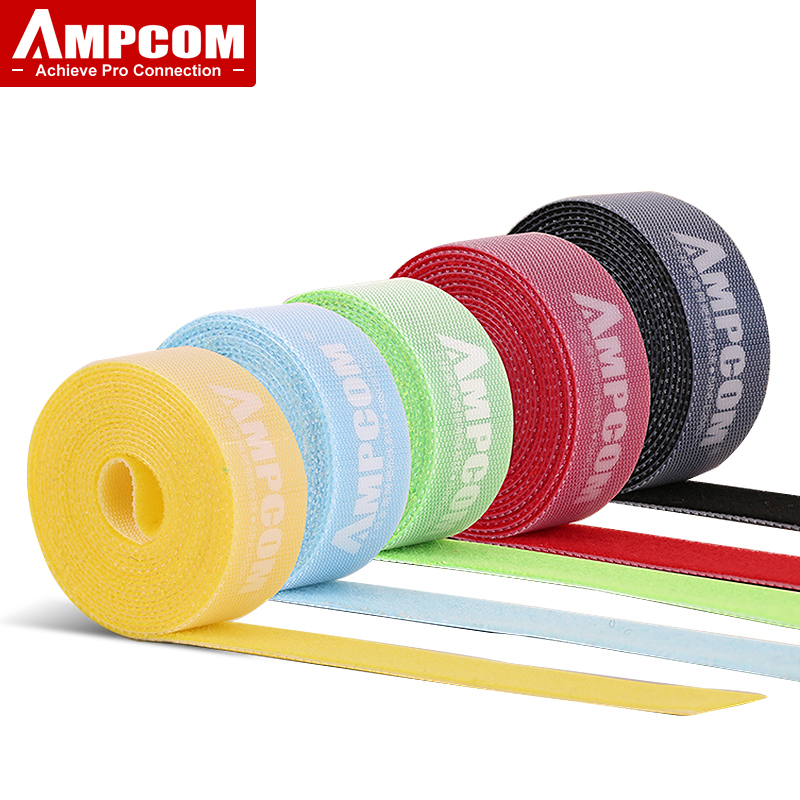 AMPCOM Klettband, Kabelbinder, Nylon-Kabelorganisator, selbstklebend, wiederverwendbar, Kabelbinder für Telefonkabel