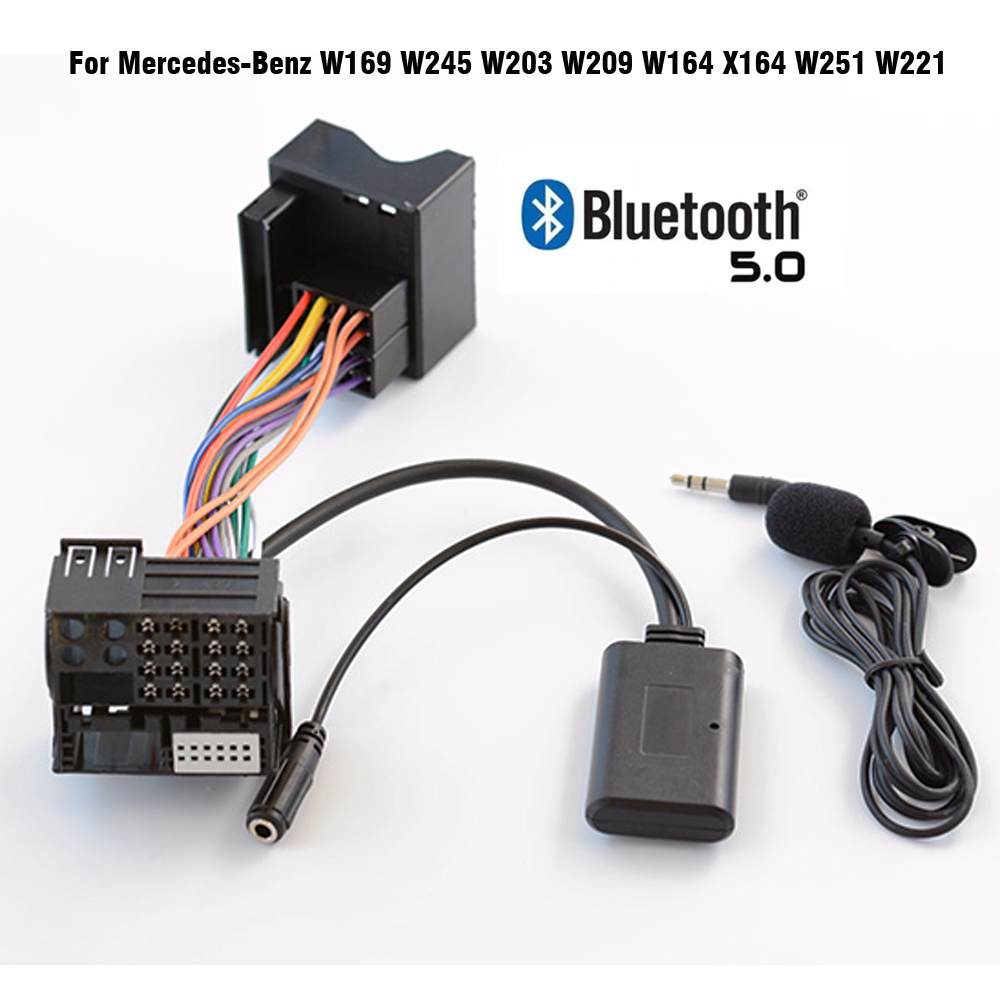 บลูทูธ 5.0 เพลงอะแดปเตอร์เสียงไมโครโฟนสําหรับ Mercedes-Benz W169 W245 W203 W209 W164 X164 W251 W221 R230 CD20 30