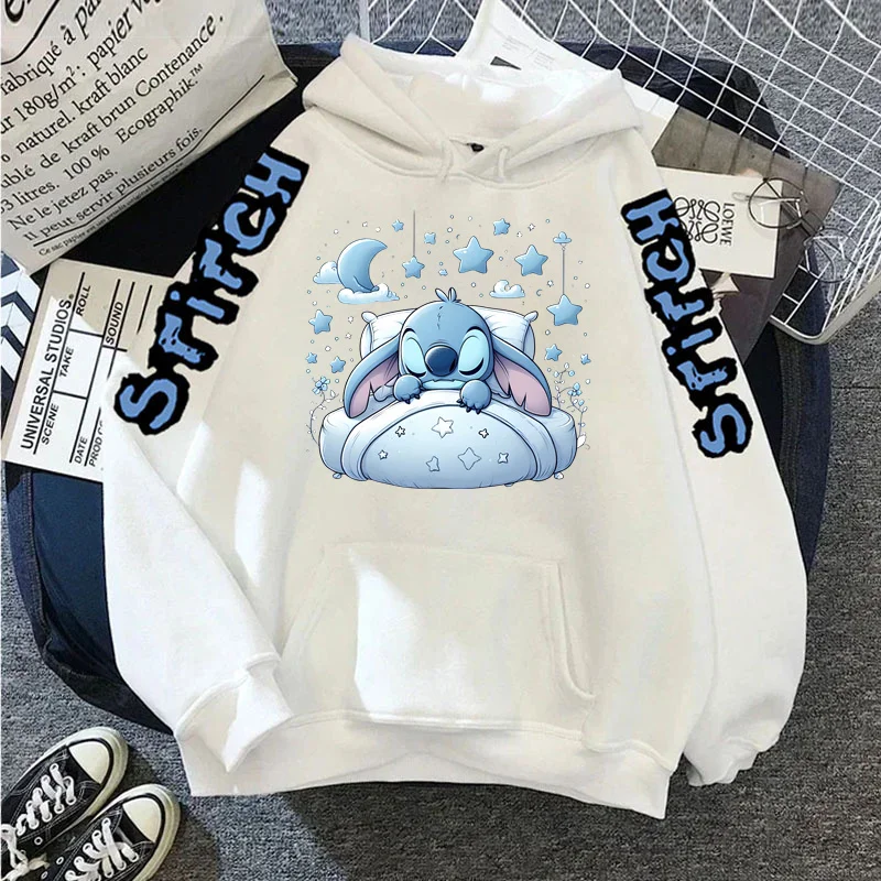 Disney lilo stitch outono feminino moletom com capuz de manga comprida roupas femininas y2k casual moletom com capuz