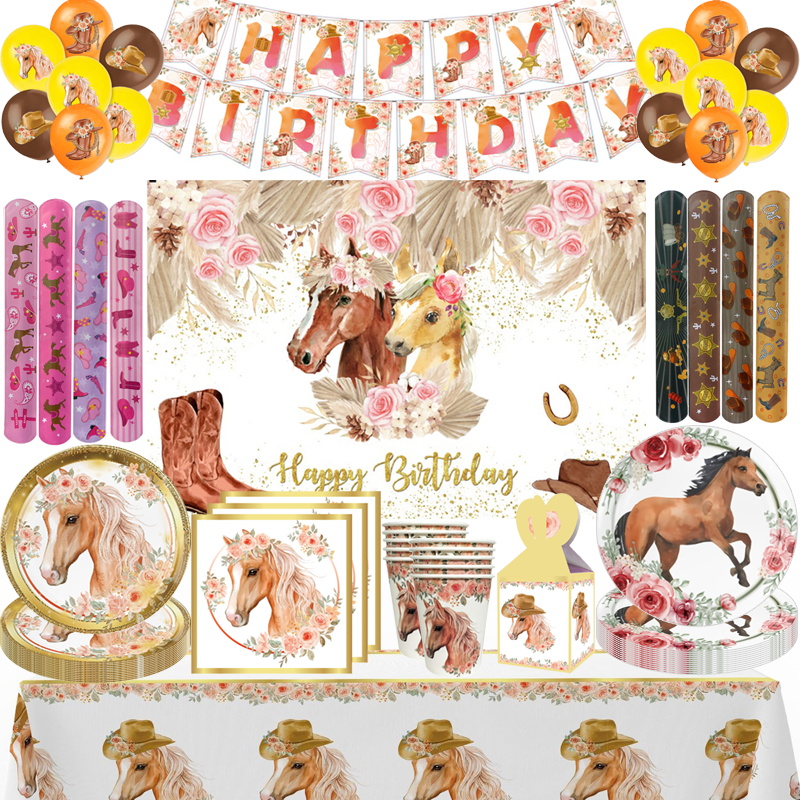 Paard Verjaardagsfeestje Decoraties Benodigdheden Deco Set Meisjes Paard Decoratie Gelukkige Verjaardag Papieren Servies Ballonnen Voor Kind Kits