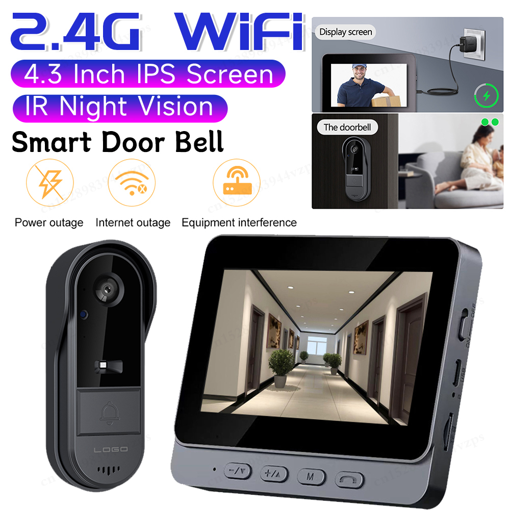 Timbre Visual inalámbrico WiFi para hogar inteligente, videoportero de 4,2 pulgadas, videoportero, cámara de puerta, visión nocturna IR, 2,4G